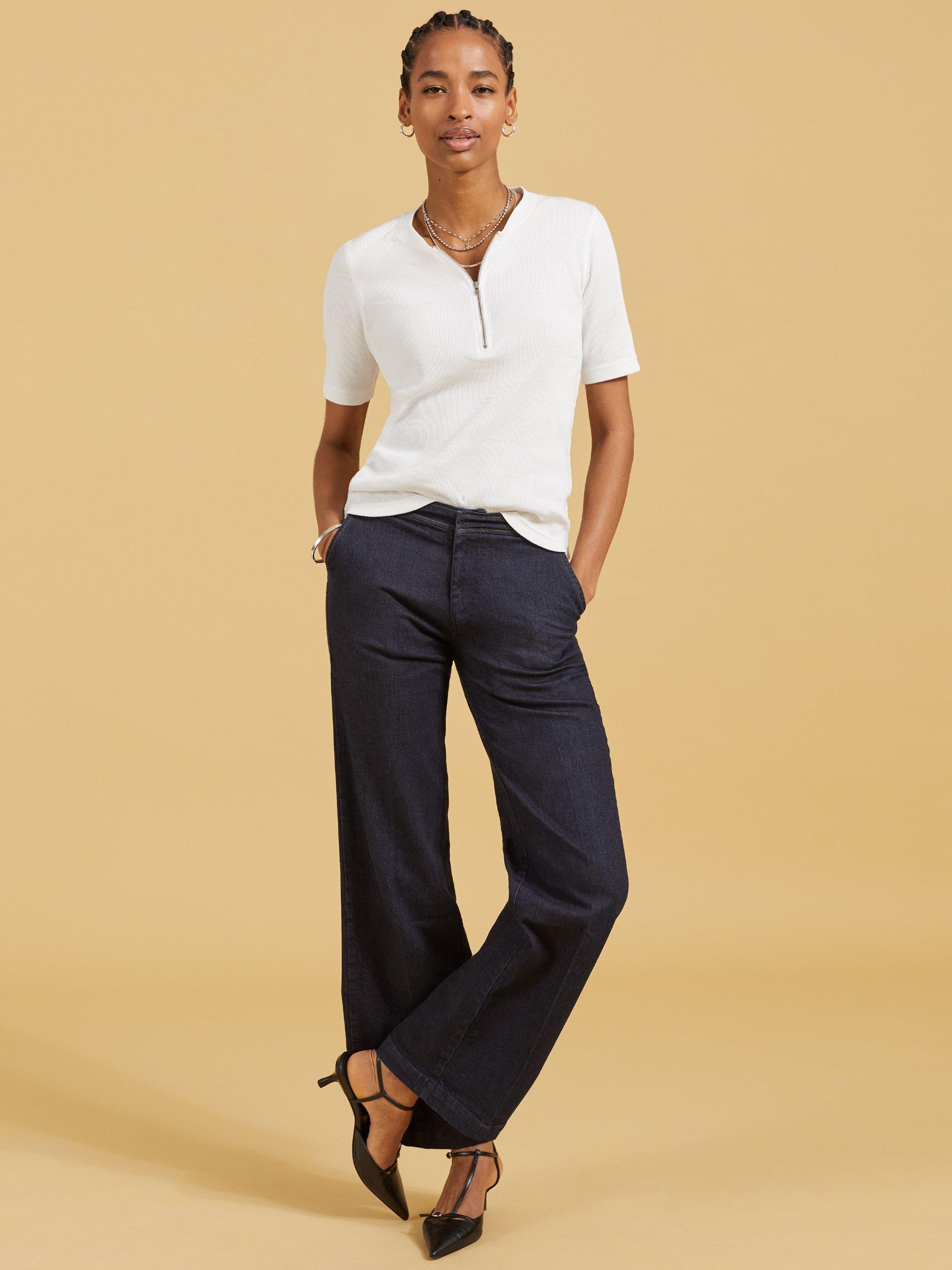 Baukjen Margot Organic Cotton Wide Leg Jeans, Dark Denim