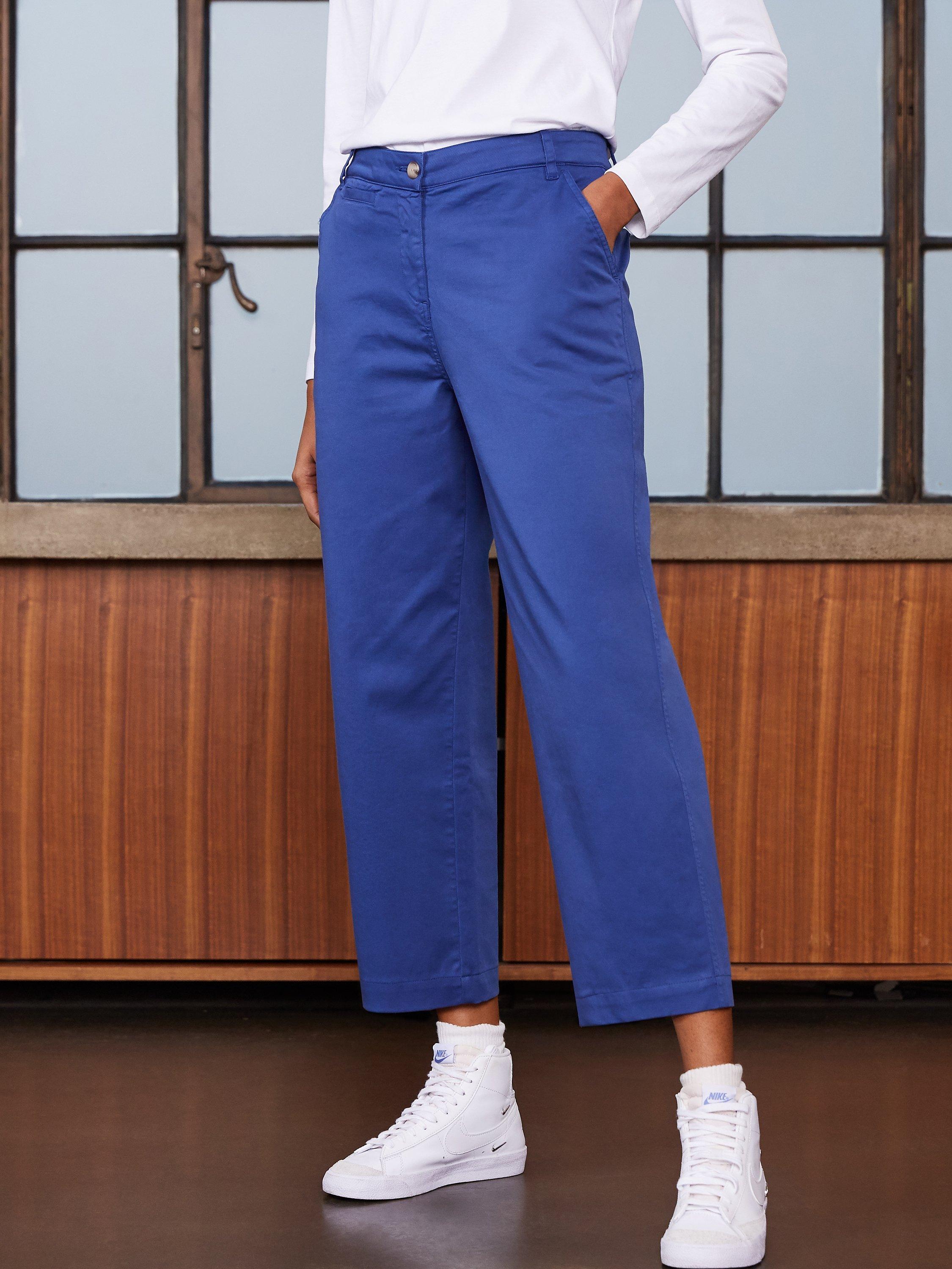 Baukjen Mirabell Organic Cotton Blend Cropped Leg Chinos, Delfts Blue, 10