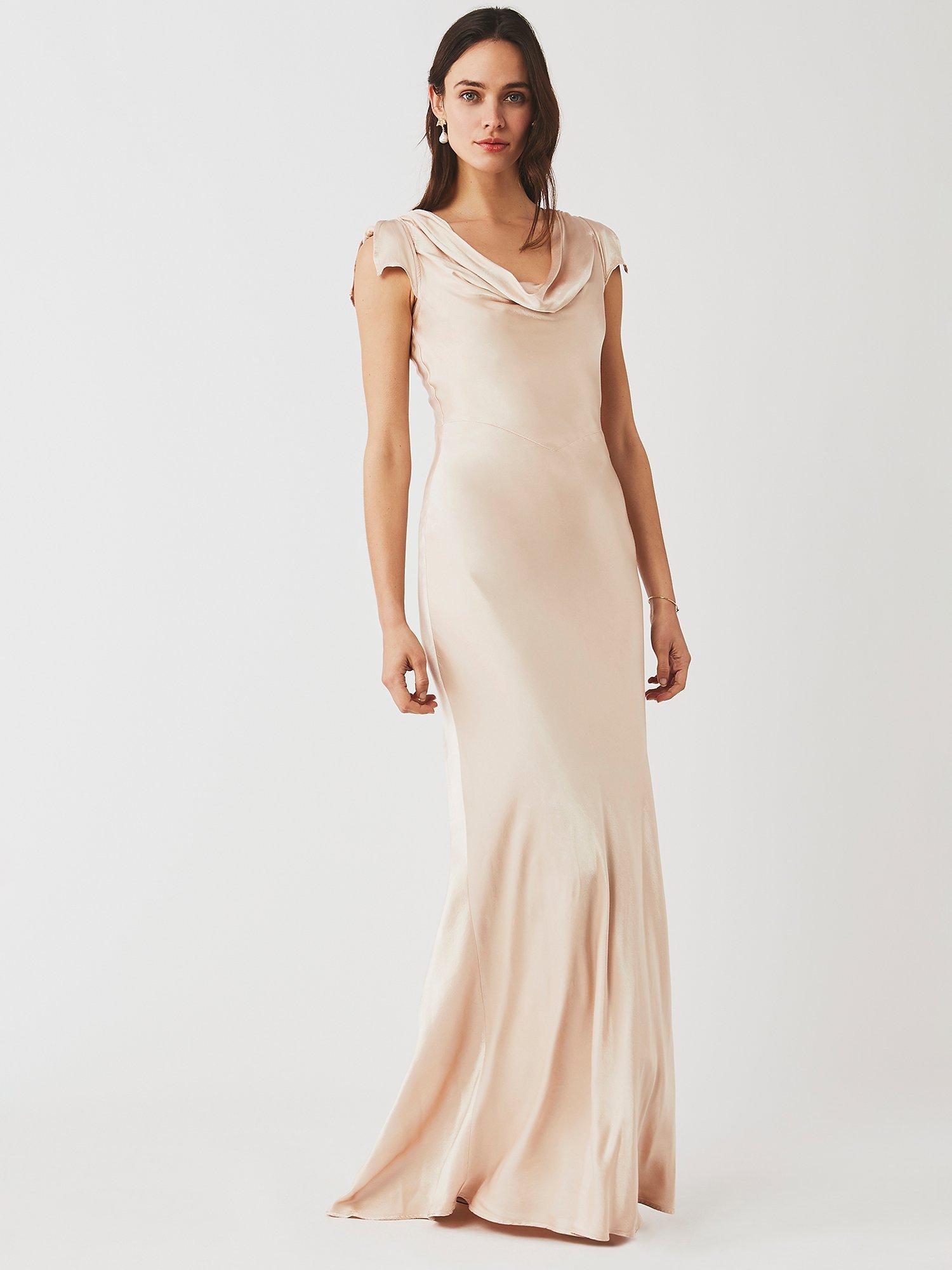 Ghost Sylvia Satin Cowl Neck Maxi Dress, Oyster, XL