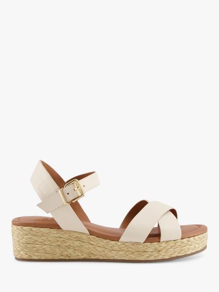 Dune London Linnie Leather Espadrille Flatform Sandals, Ecru-leather