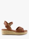 Dune London Wide Fit Linnie Leather Espadrille Flatform Sandals, Tan-leather