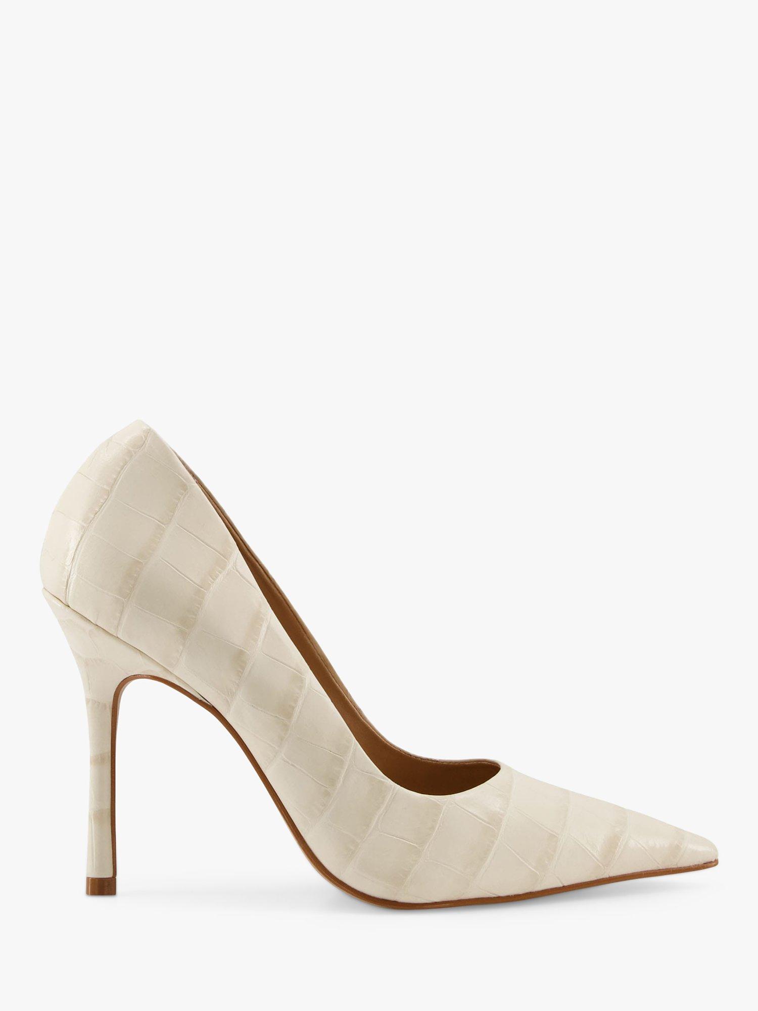 Dune Bento Leather Stiletto Heel Court Shoes, Cream