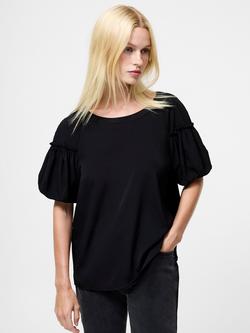 French Connection Light Crepe Top, Black, Black