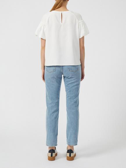 French Connection Crepe Sleeve Detail Top, Summer White - view 2, Summer White