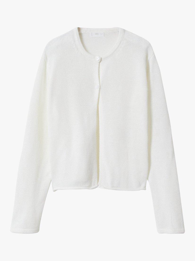 Mango Kids' Patty Cardigan, White