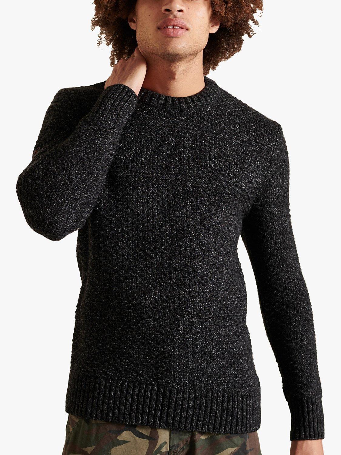 Superdry Jacob Cable Knit Jumper, Charcoal Black Twist