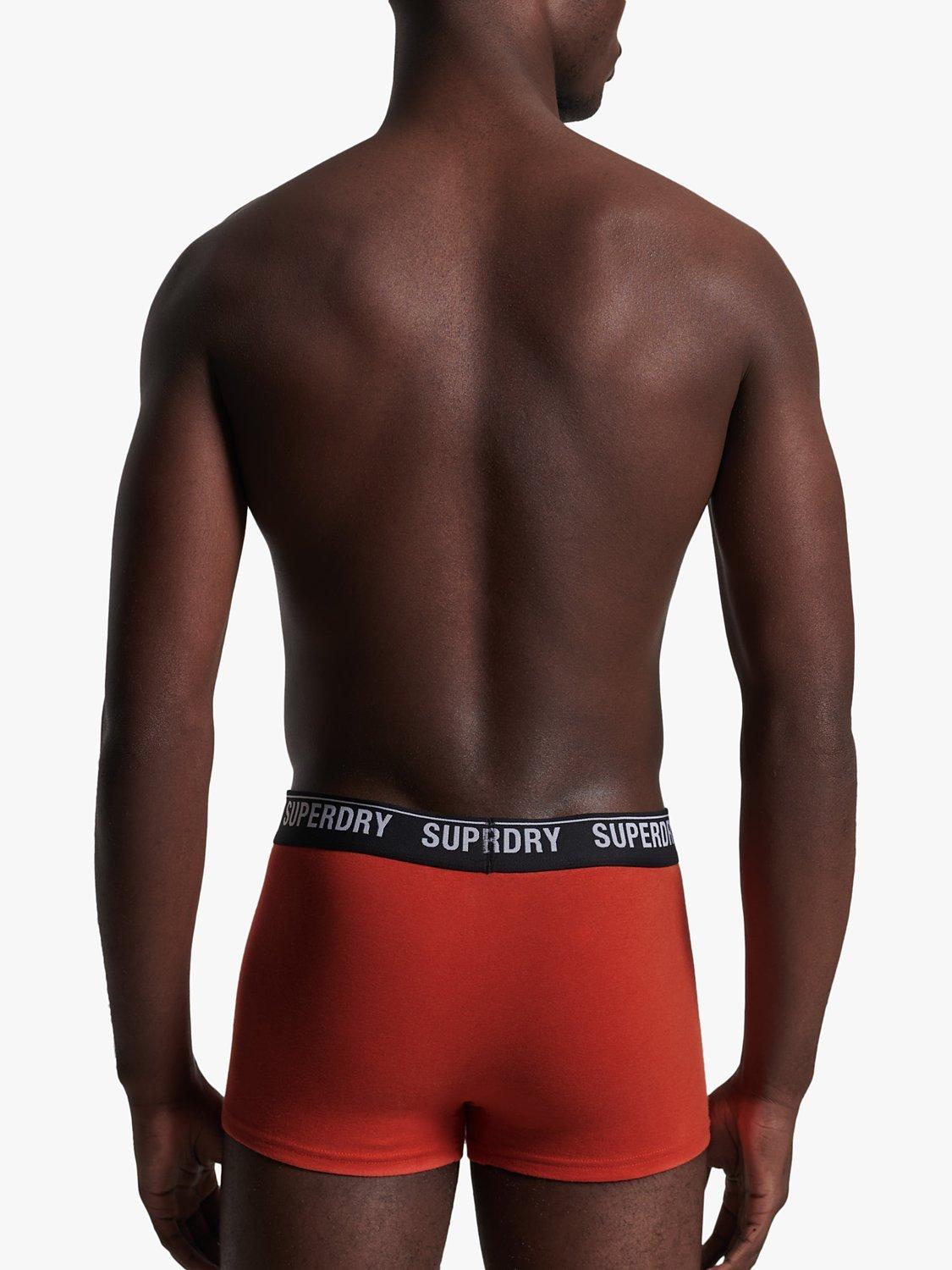 Superdry Organic Cotton Blend Trunks, Pack of 3, Black/Orange/Grey, S