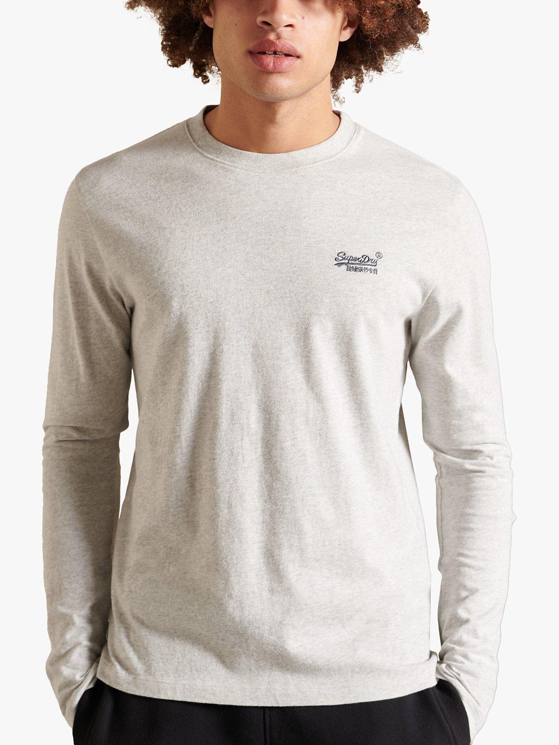 Product image 1 of 4, which shows Superdry Organic Cotton Vintage Logo Long Sleeve T-Shirt, Glacier Grey Marl, S