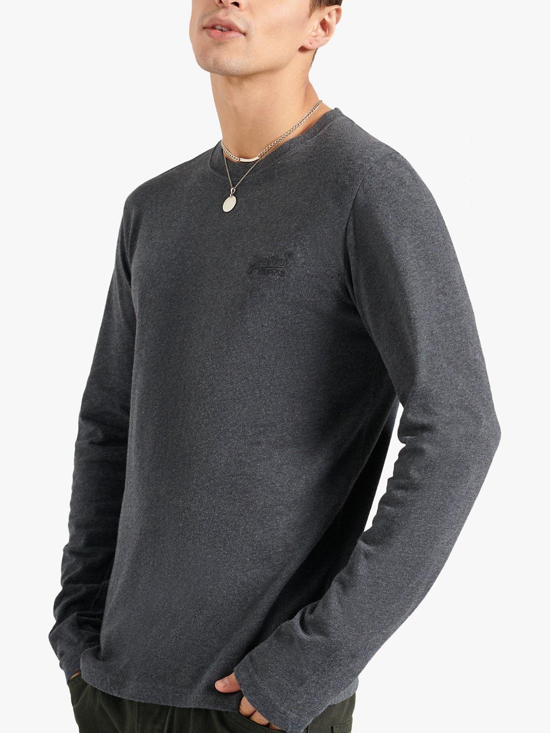 Superdry Organic Cotton Orange Label Long Sleeve T-Shirt, Navy Marl