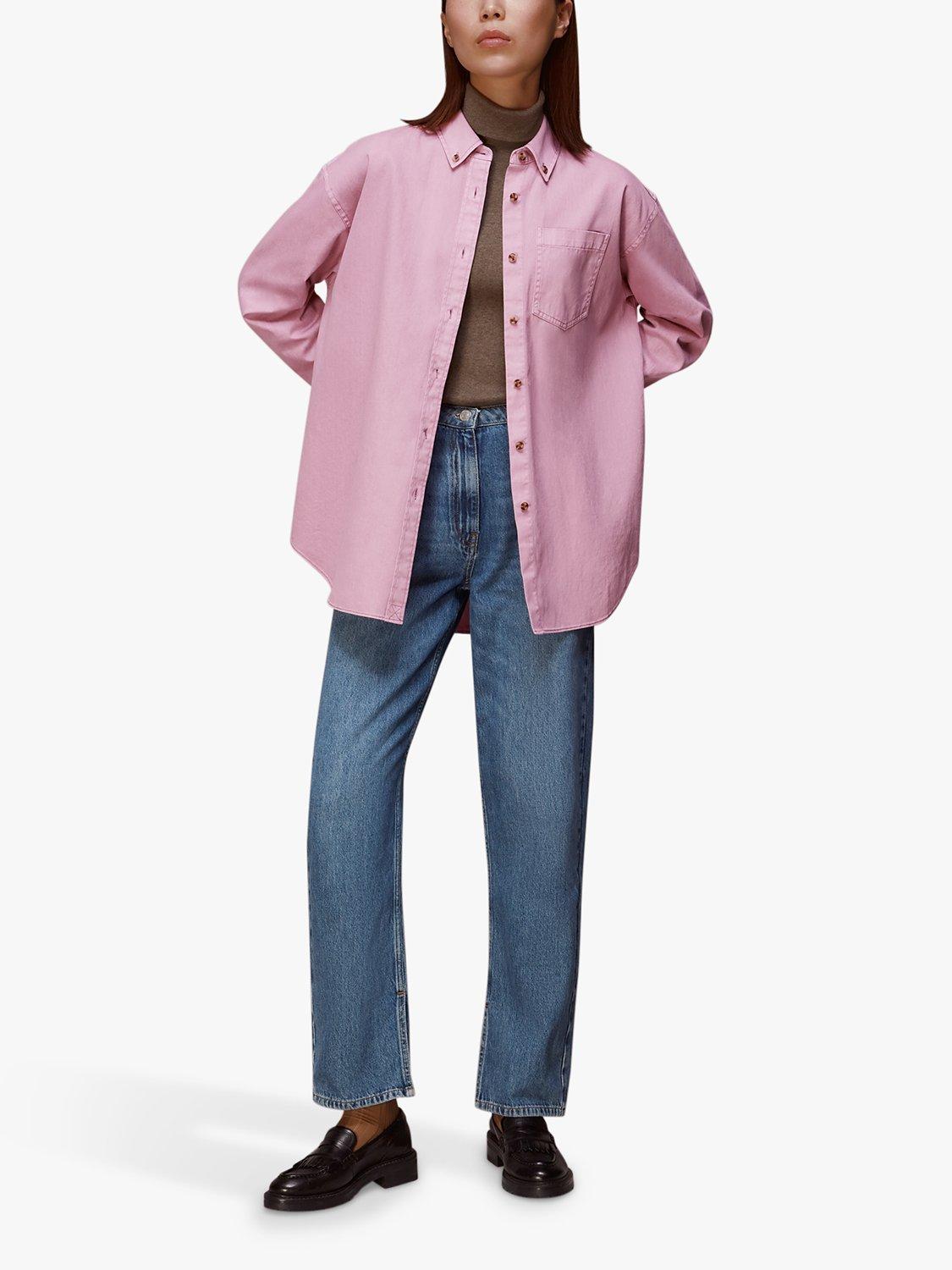 Whistles Oxford Pocket Denim Shirt, Pink
