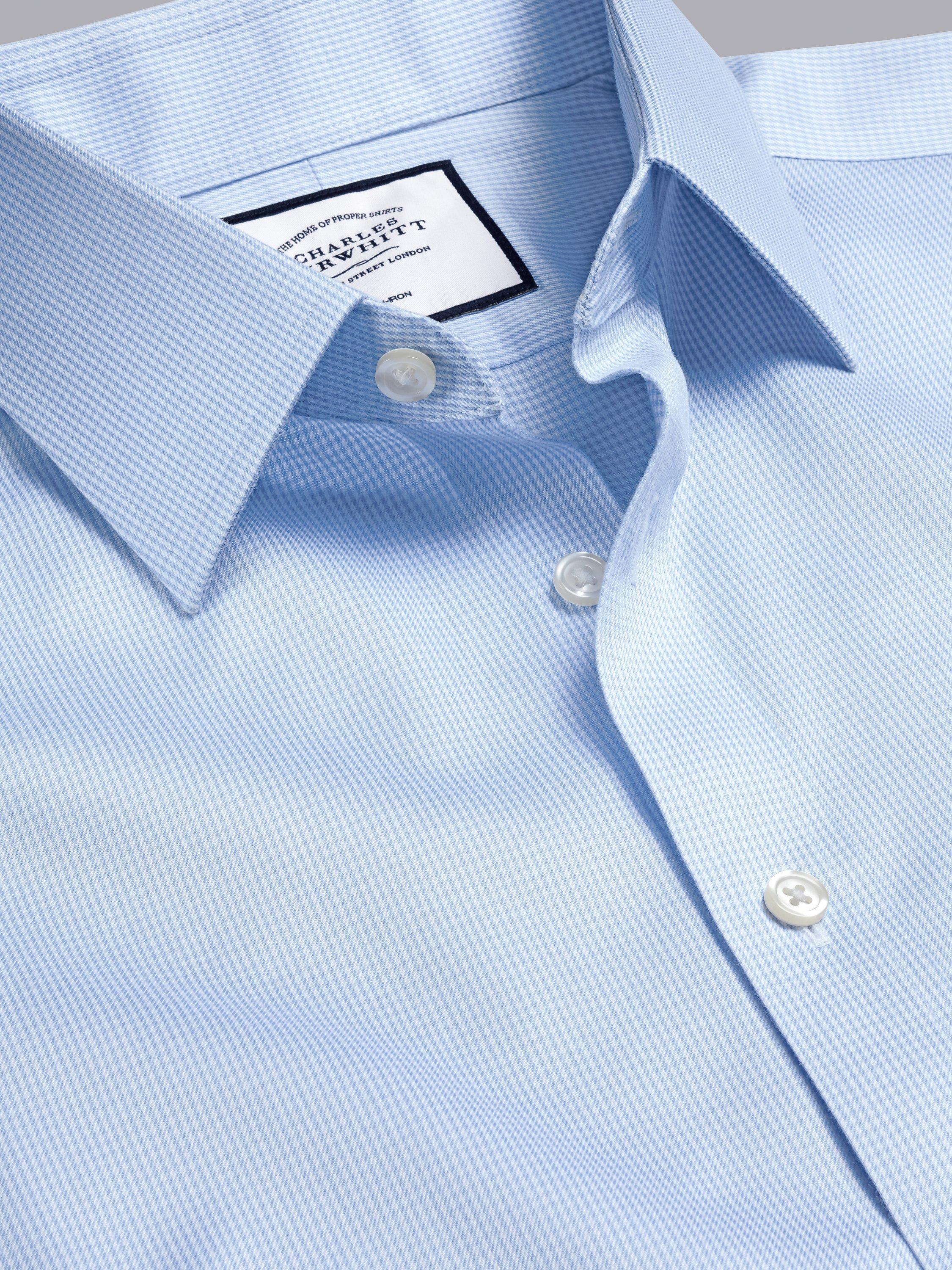 Product image 4 of 6, which shows Charles Tyrwhitt Non-Iron Puppytooth Slim Fit Shirt, Sky, 14.5 33