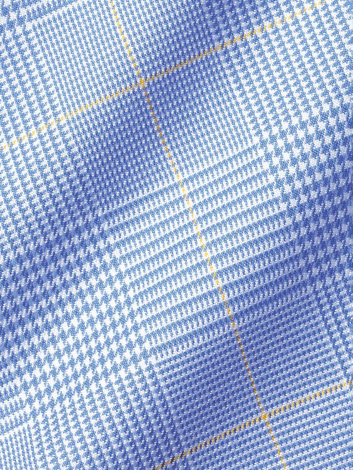 Product image 6 of 6, which shows Charles Tyrwhitt Non-Iron Prince of Wales Slim Fit Shirt, Ocean Blue, 15.5 34