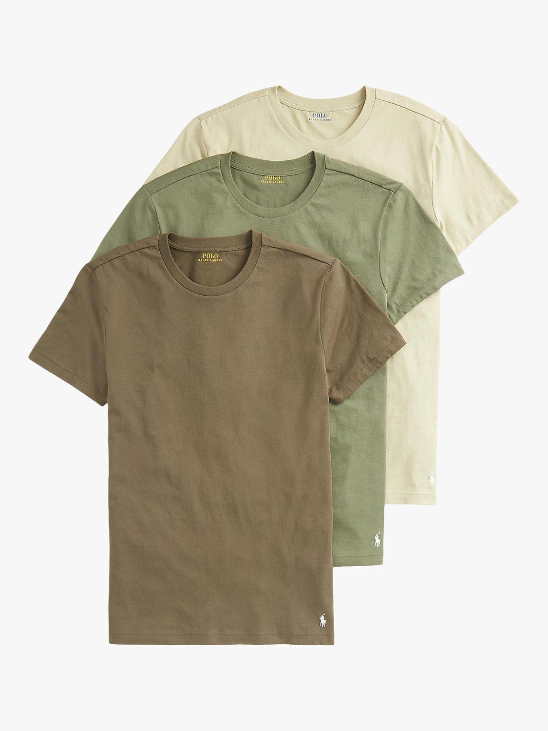 Polo Ralph Lauren Cotton Slim Fit Crew Neck Lounge T-Shirt, Pack of 3, Olive, S