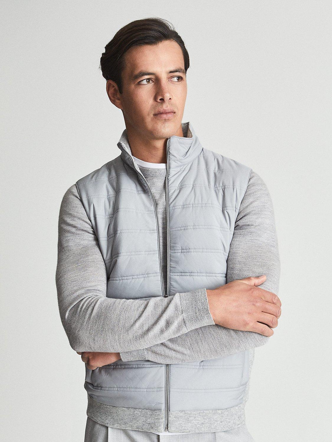 Reiss William Quilted Gilet, Soft Grey