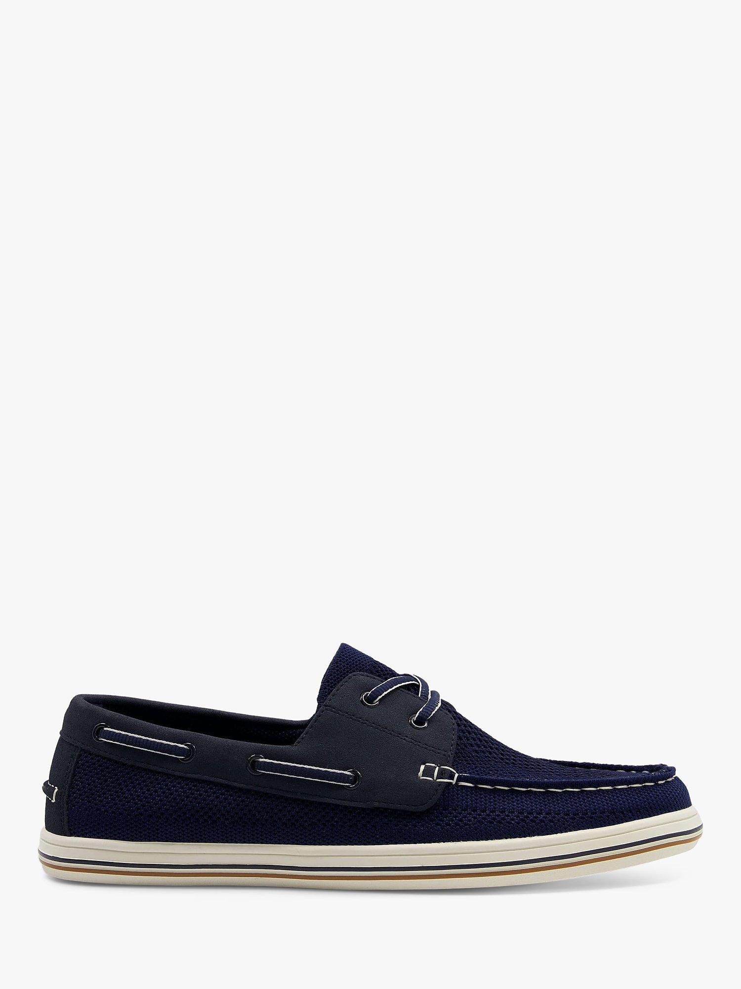 Dune Burnner Knitted Boat Shoes, Navy, 6