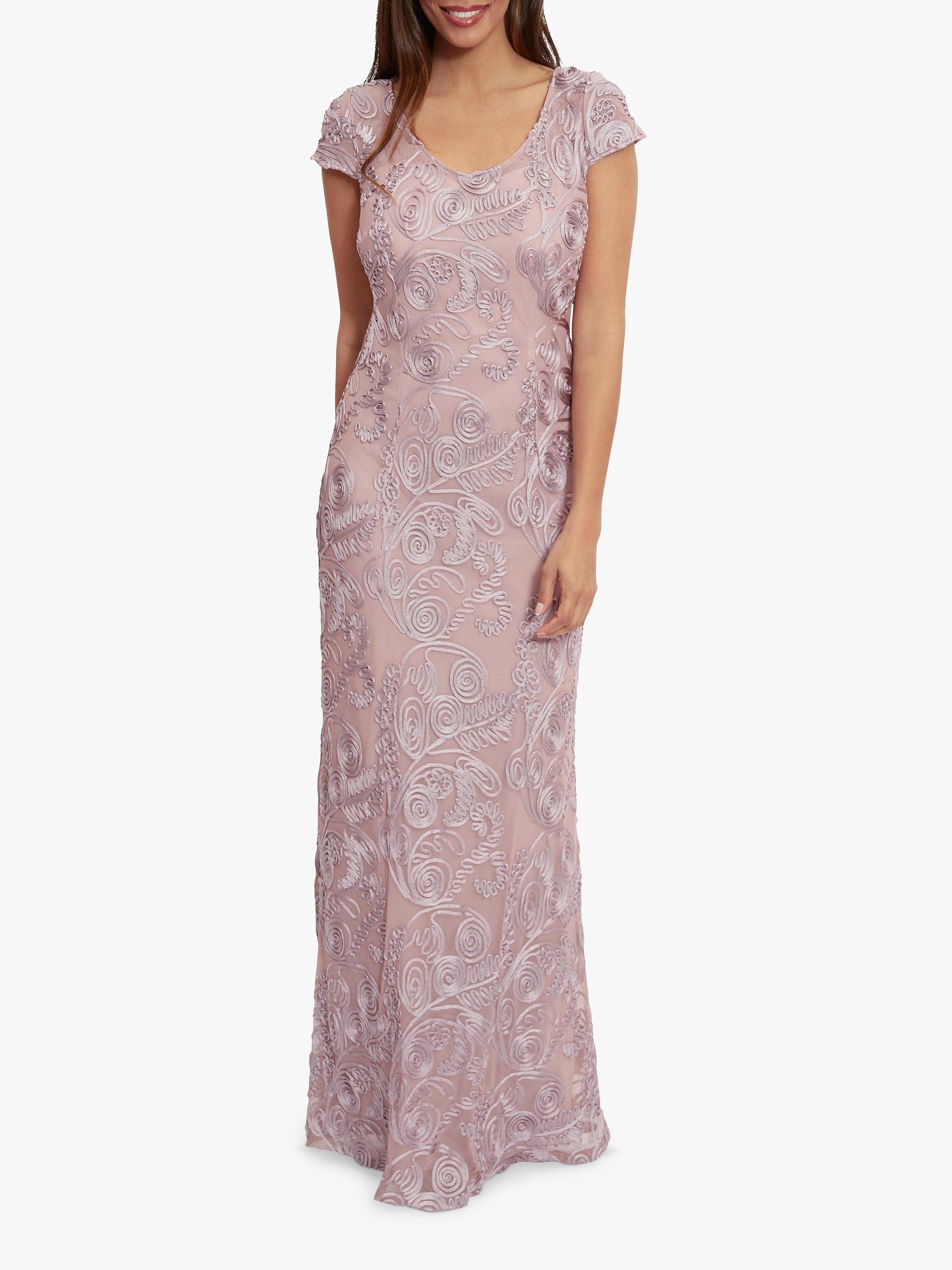 Gina Bacconi Janna Floral Embroidered Maxi Dress, Mauve