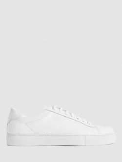 Reiss Finley Leather Trainers, White