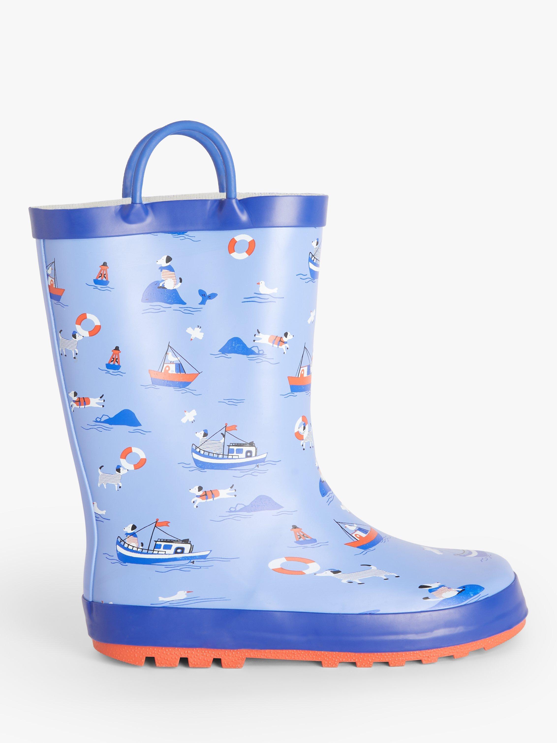 John Lewis Kids' Sailor Dog Handle Wellington Boots