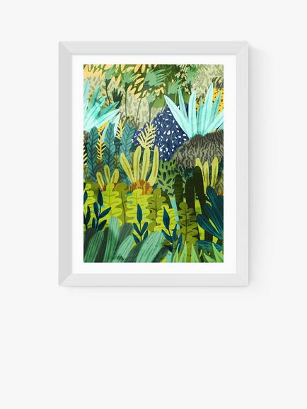 EAST END PRINTS 83 Oranges 'Wild Jungle' Framed Print, White Frame