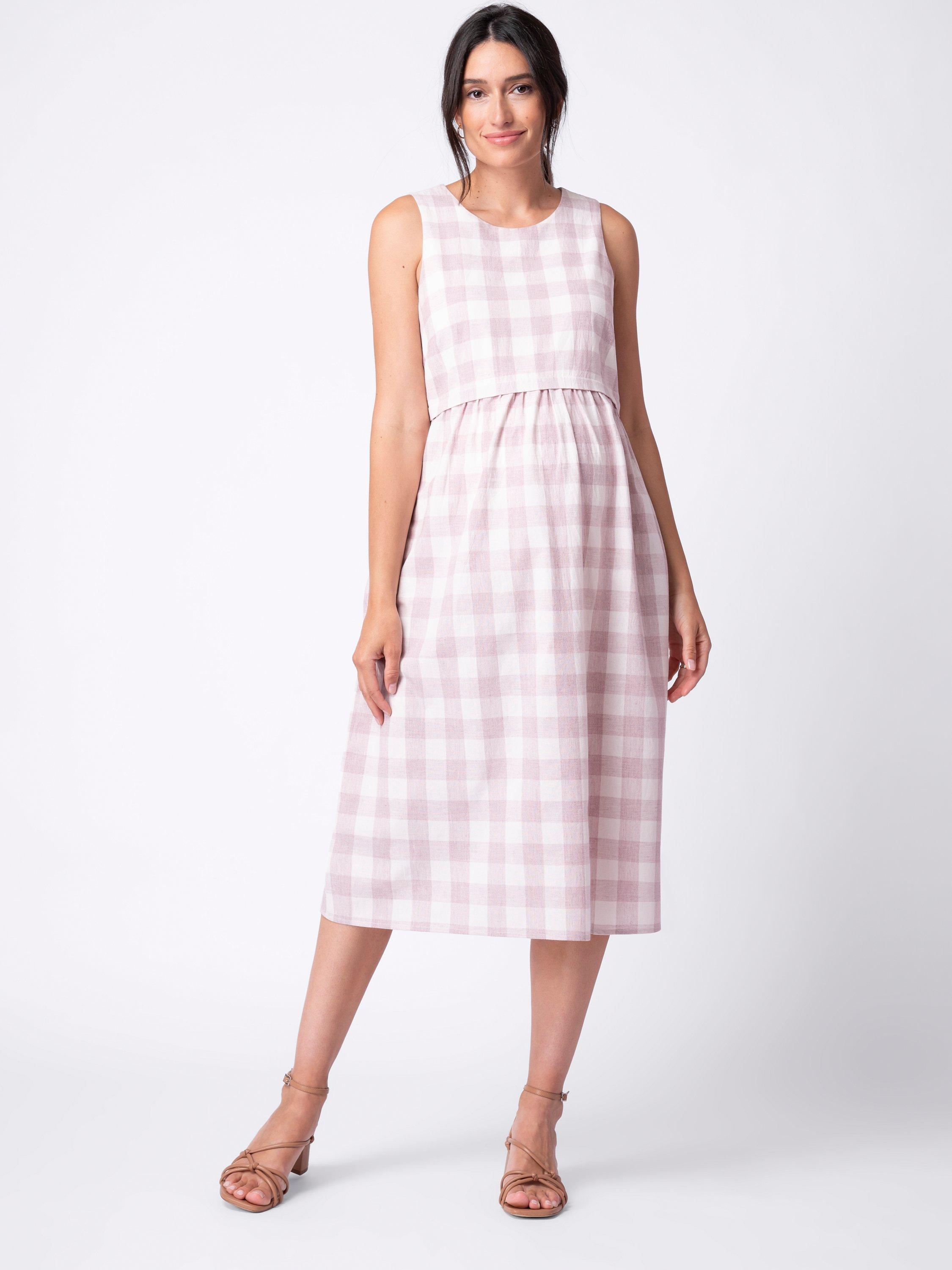 Seraphine Regan Gingham Maternity & Nursing Dress, Mauve