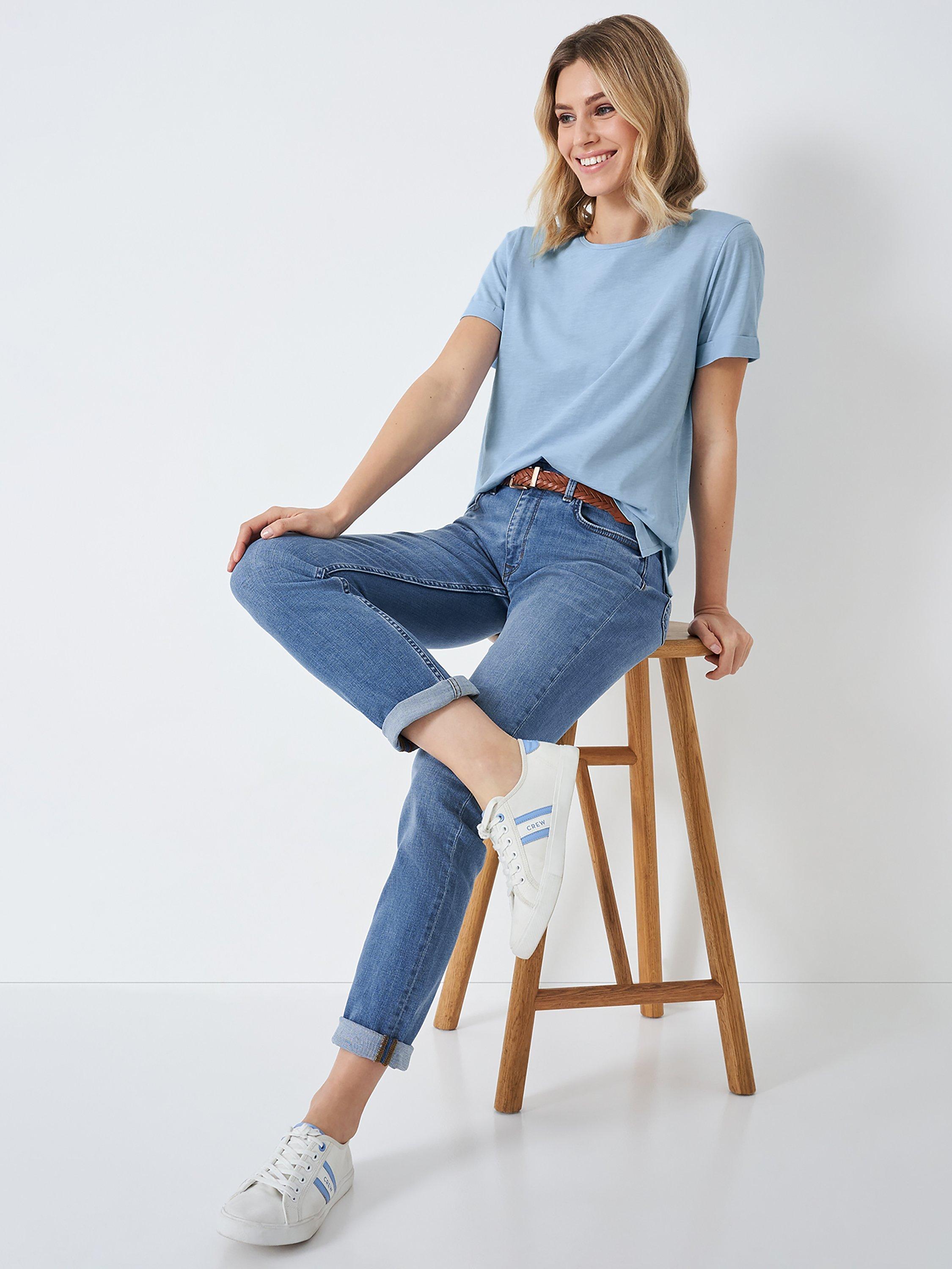 Crew Clothing Straight Slim Leg Jeans, Mid Blue, 10S