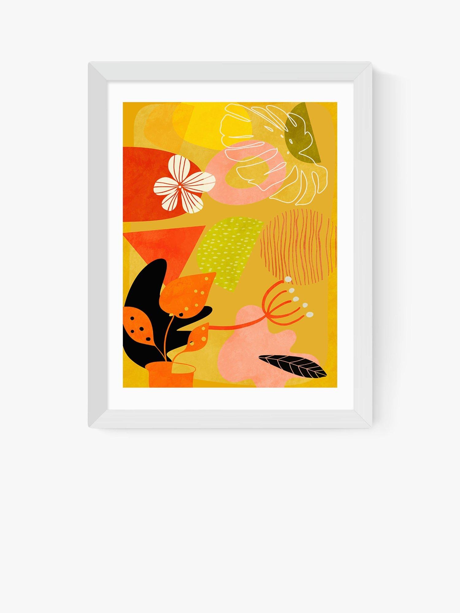 EAST END PRINTS Ana Rut Bre 'Mid Century Garden' Framed Print, White Frame
