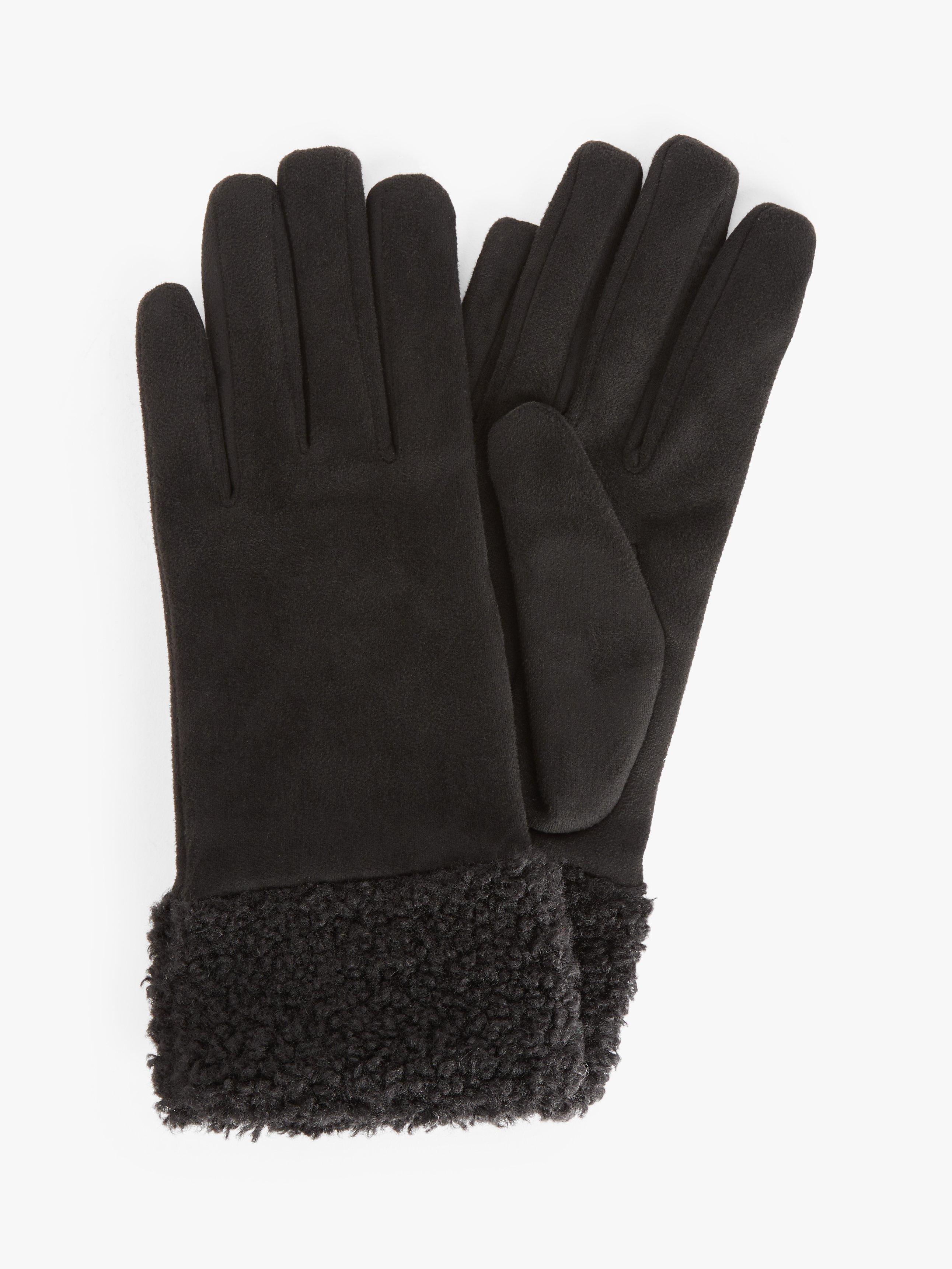 John Lewis Borg Gloves, Black