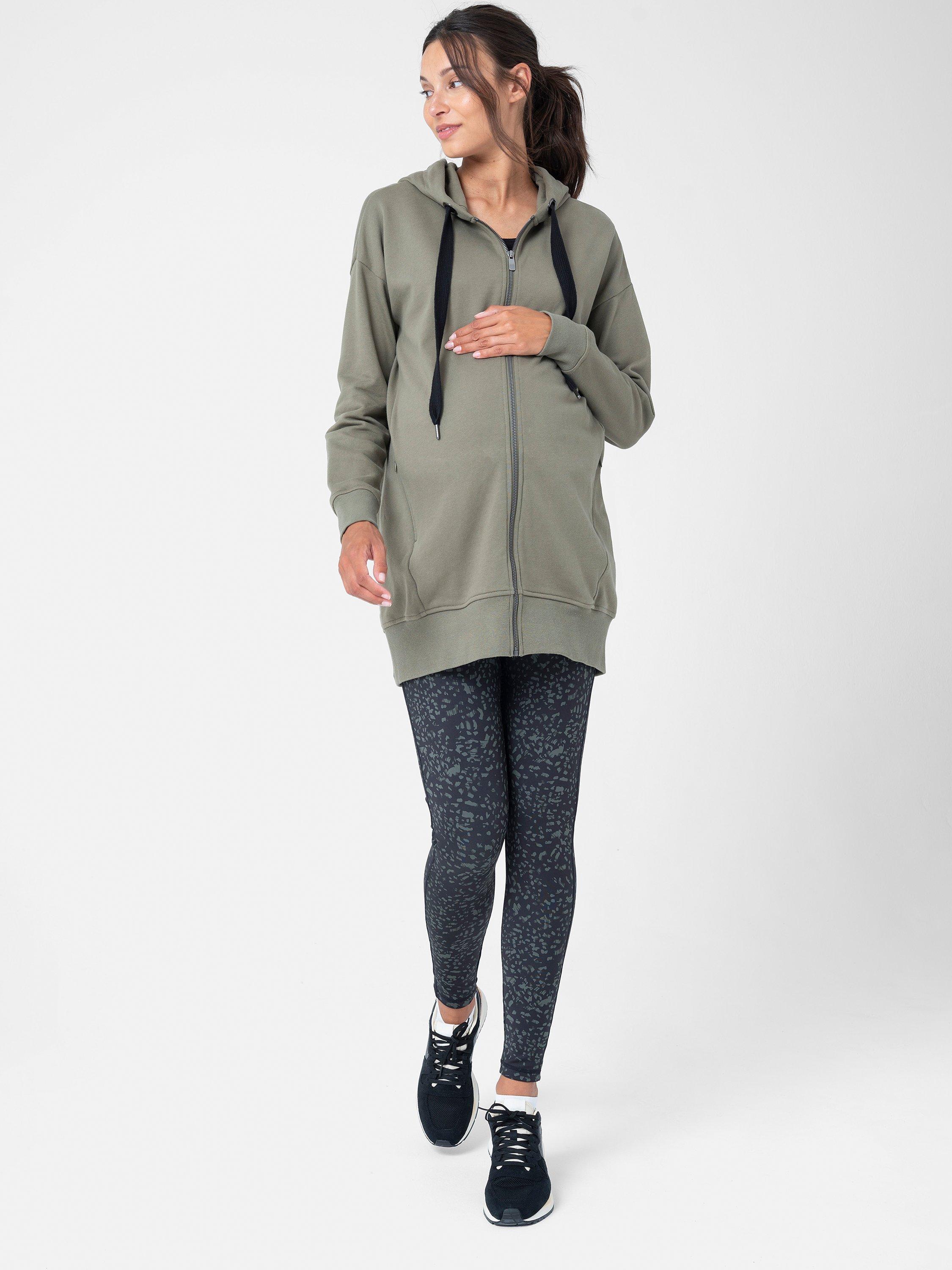 Product image 3 of 5, which shows Seraphine Kristen 3-in-1 Cotton Jersey Maternity Hoodie, Khaki, XS