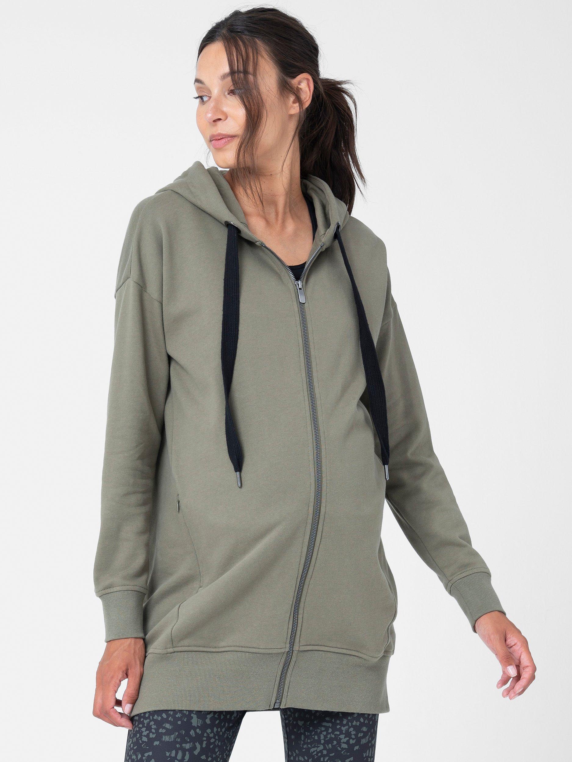 Product image 4 of 5, which shows Seraphine Kristen 3-in-1 Cotton Jersey Maternity Hoodie, Khaki, XS