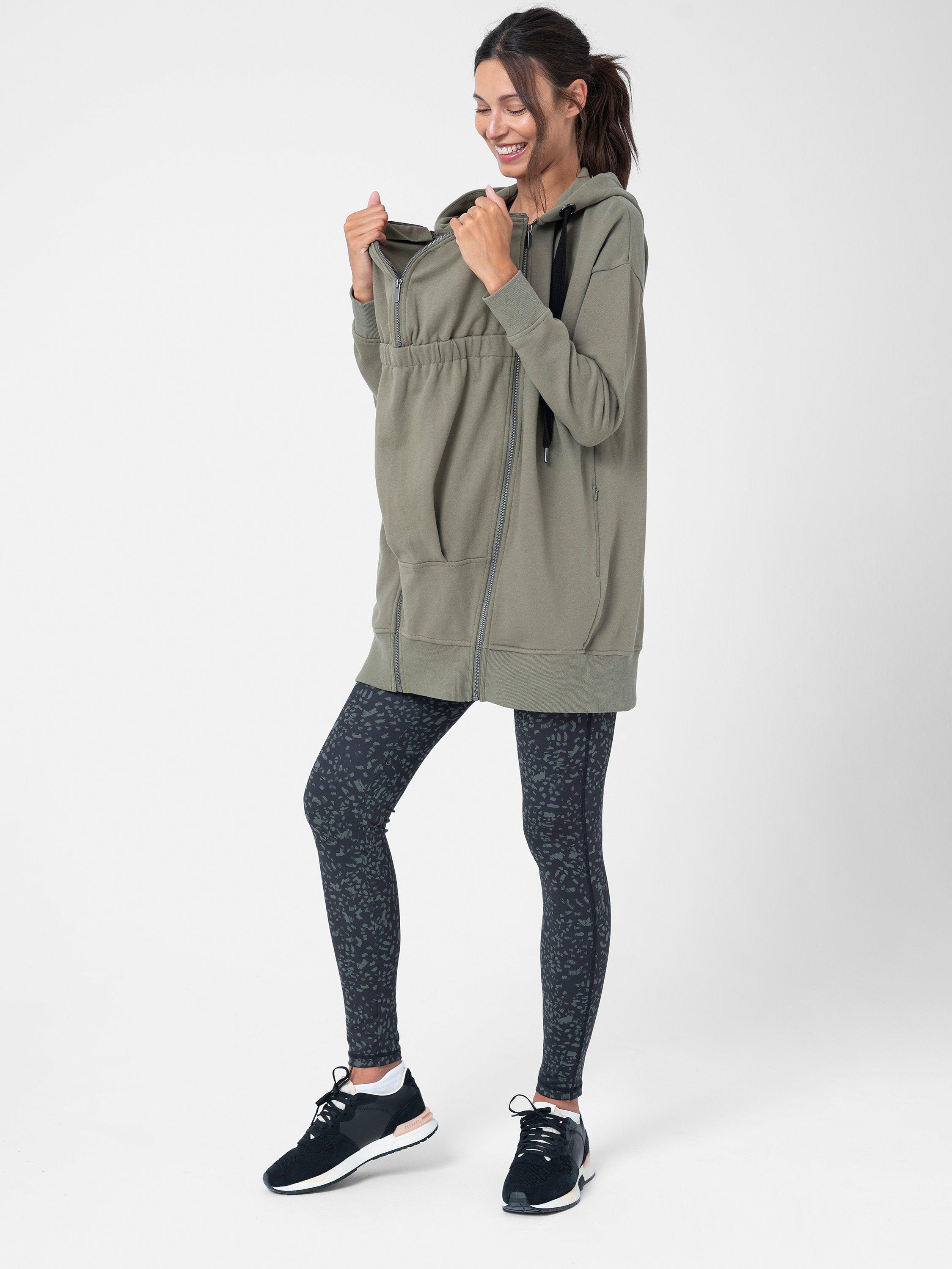 Product image 5 of 5, which shows Seraphine Kristen 3-in-1 Cotton Jersey Maternity Hoodie, Khaki, XS