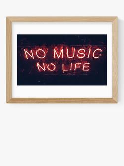 EAST END PRINTS Limbo and Ginger 'No Music No Life' Framed Print, Oak Frame