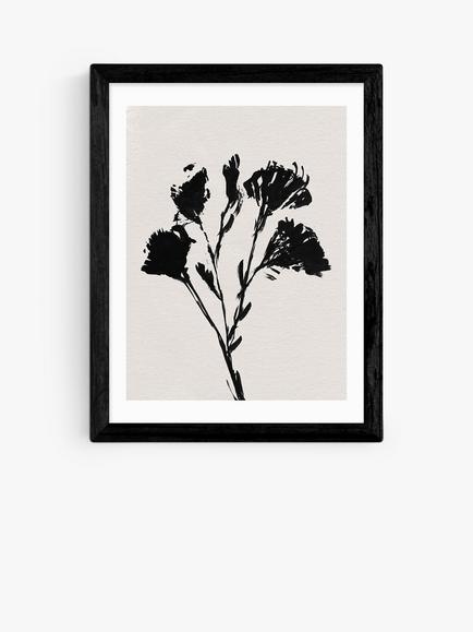 EAST END PRINTS Dan Hobday 'Mono Flower' Framed Print, Black Frame