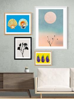 EAST END PRINTS Dan Hobday 'Mono Flower' Framed Print - view 2, Black Frame