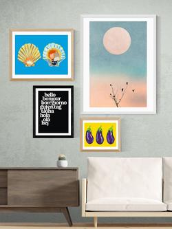 EAST END PRINTS Limbo and Ginger 'Hello World' Framed Print - view 2, Black Frame