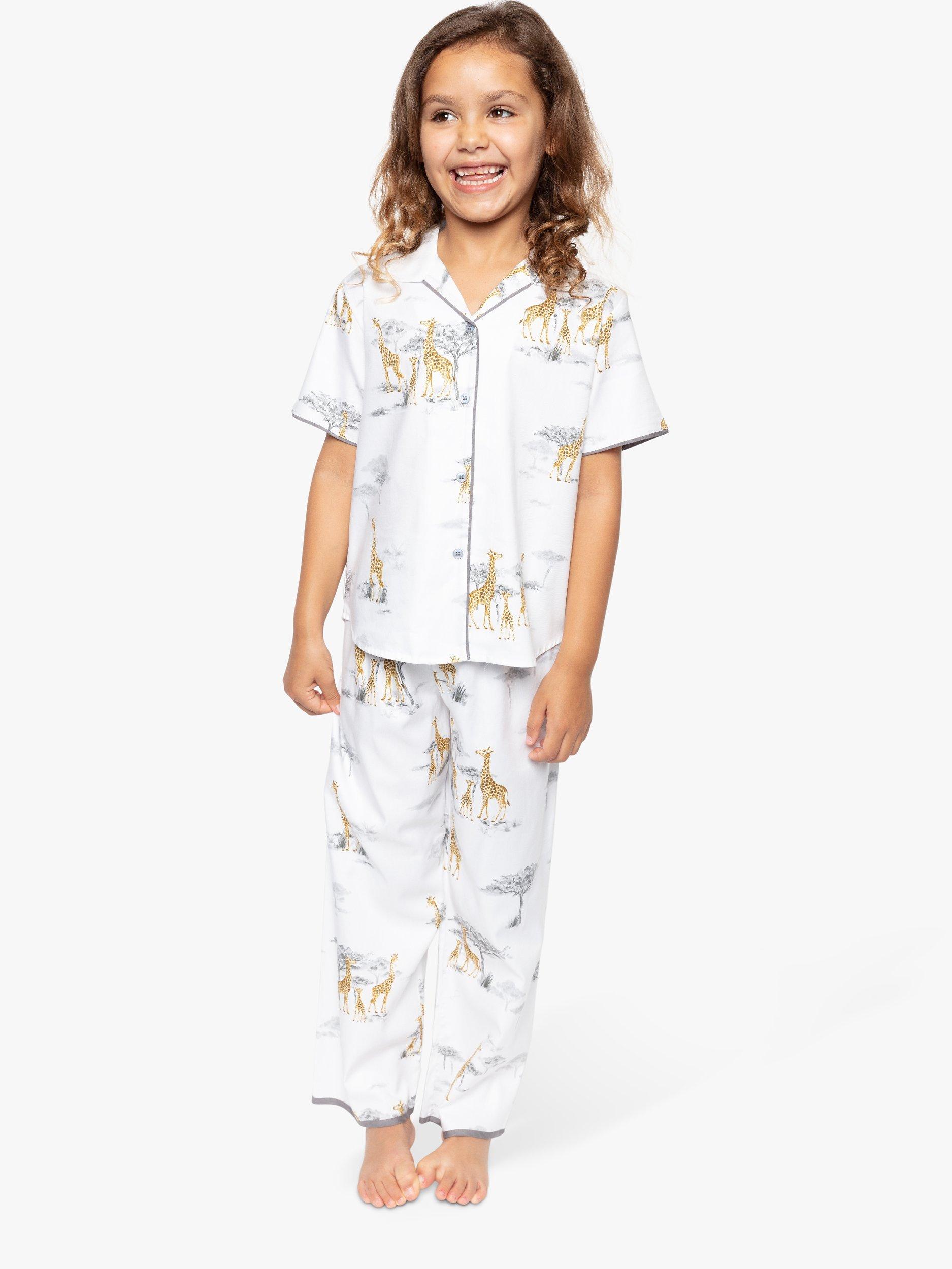 Cyberjammies Kids' Carly Giraffe Print Pyjama Set, Grey