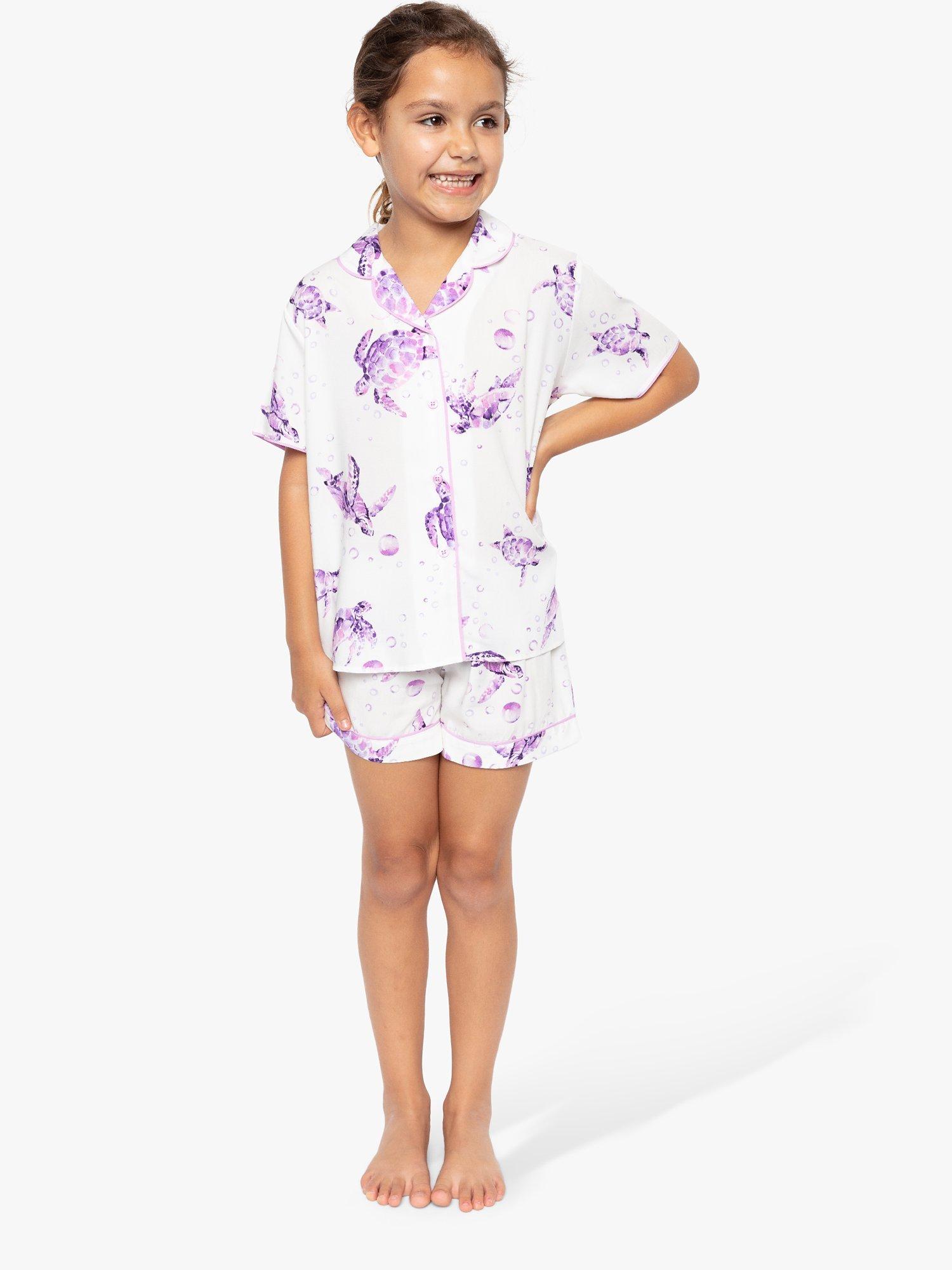 Cyberjammies Kids' Tilly Turtle Print Shortie Pyjama Set, Lilac