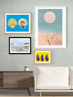 EAST END PRINTS Dan Hobday 'Seaview' Framed Print - view 2, Black Frame