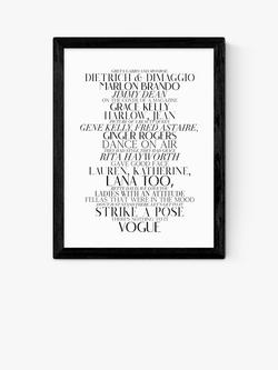 EAST END PRINTS Honeymoon Hotel 'Vogue Lyrics' Framed Print, Black Frame