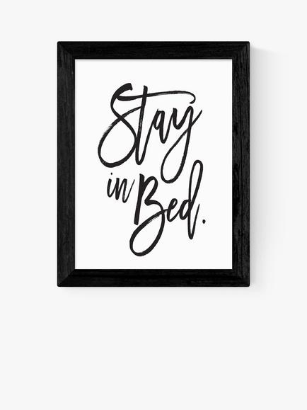 EAST END PRINTS Honeymoon Hotel 'Stay In Bed' Framed Print, Black Frame