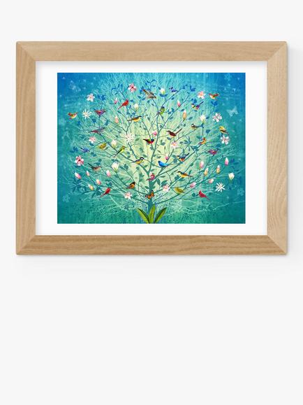 EAST END PRINTS Fiona Watson 'The Singing Tree' Framed Print, Oak Frame