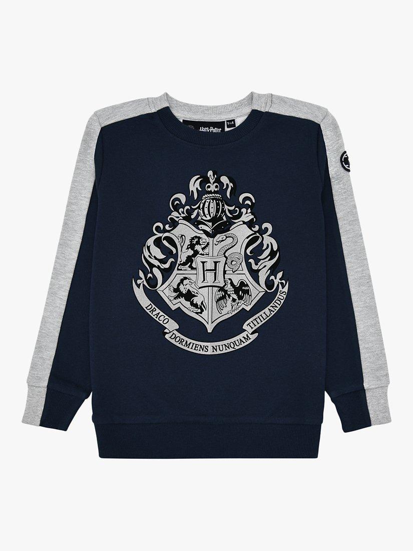 Fabric Flavours Kids Harry Potter Reflective Hogwarts Crest Sweatshirt Navy Grey