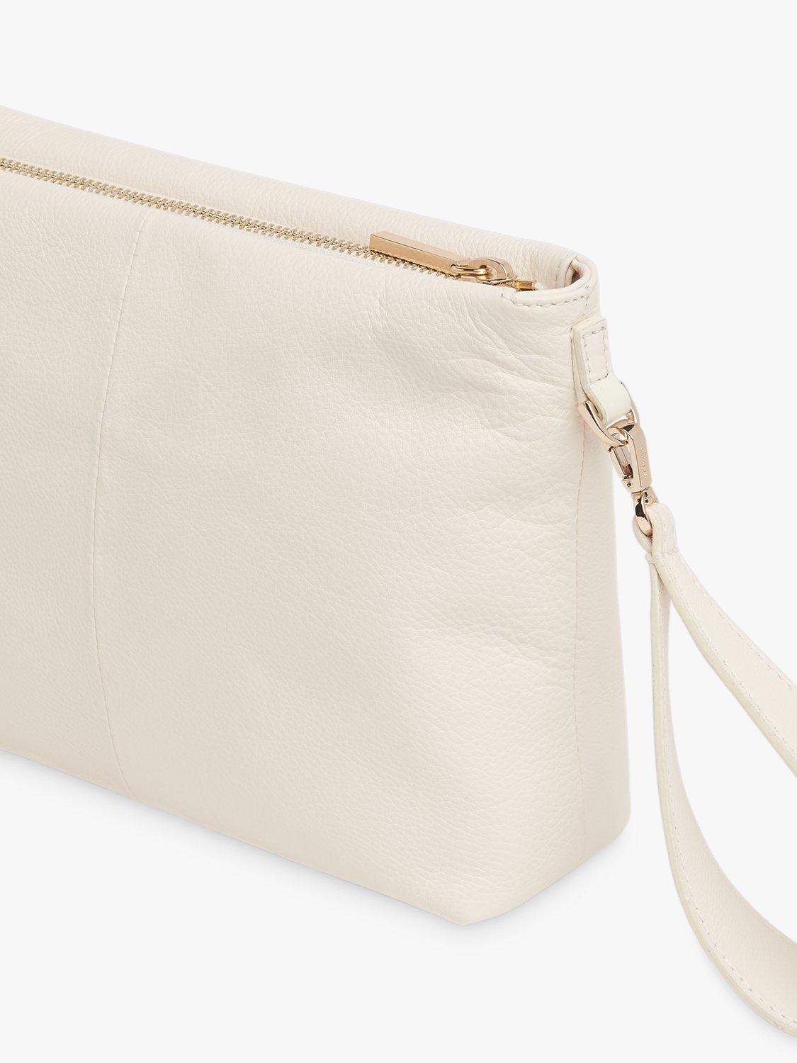 Product image 2 of 6, which shows Whistles Avah Leather Zip Clutch Bag, Ivory