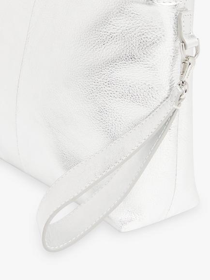 Whistles Avah Leather Zip Clutch Bag - view 2, Silver