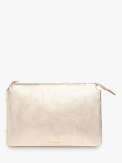 Whistles Elita Leather Double Pouch Clutch Bag, Gold/Multi