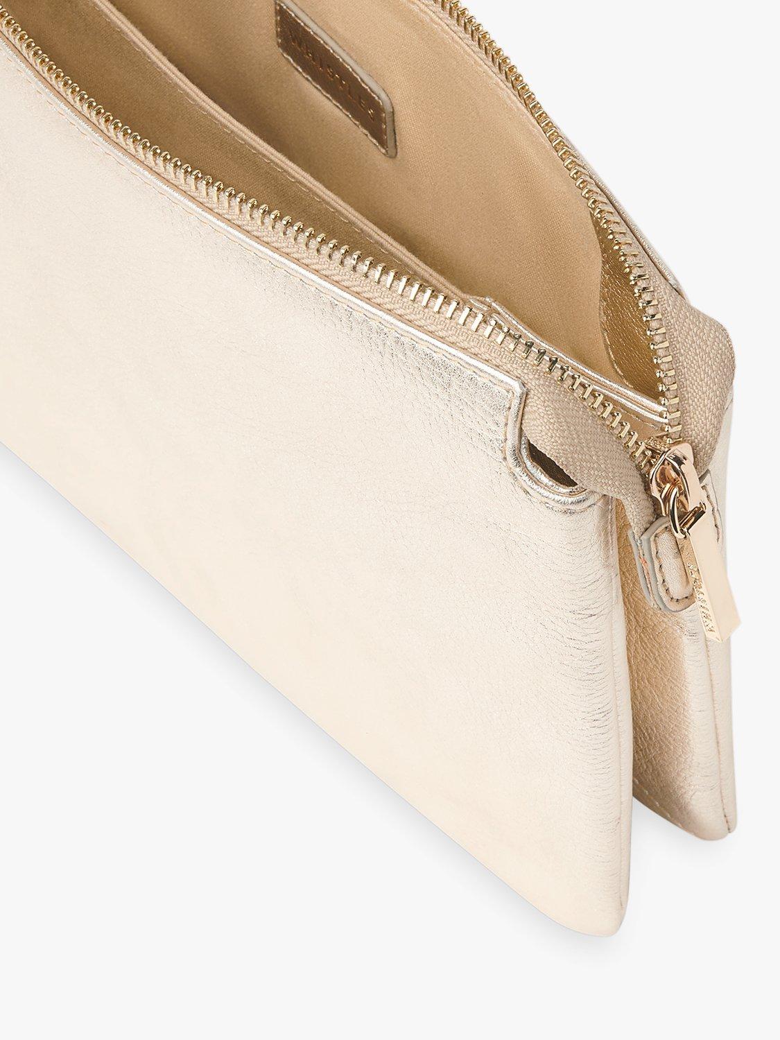 Product image 3 of 5, which shows Whistles Elita Leather Double Pouch Clutch Bag, Gold