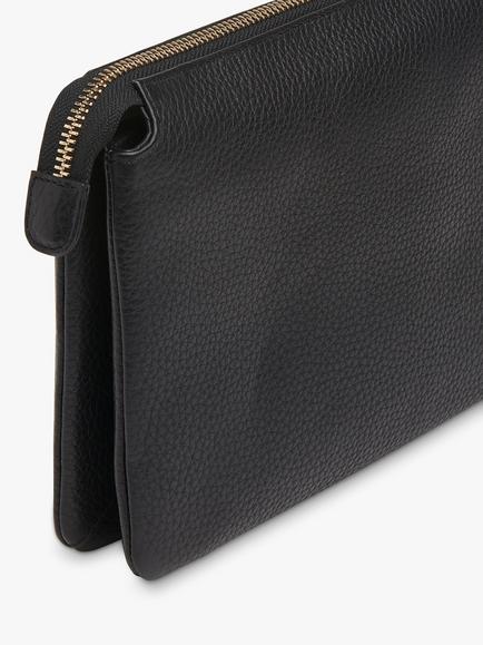 Whistles Elita Leather Double Pouch, Black - view 2, Black