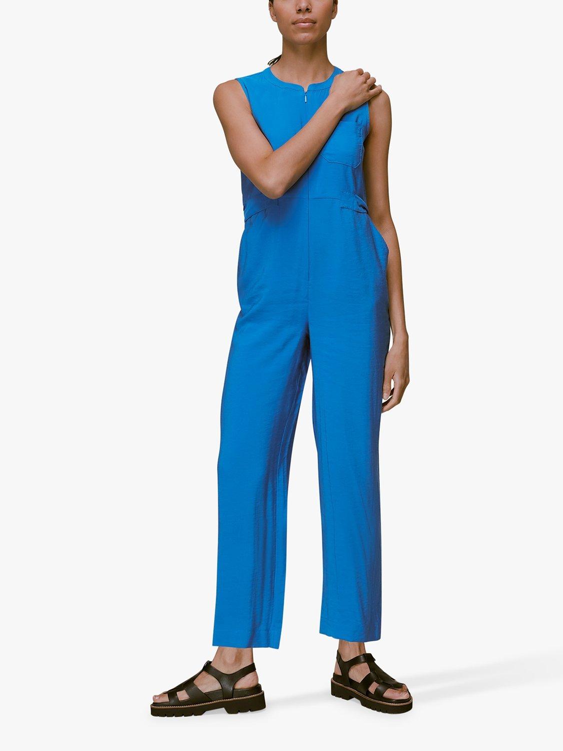 Whistles Josie Zip Front Jumpsuit, Blue
