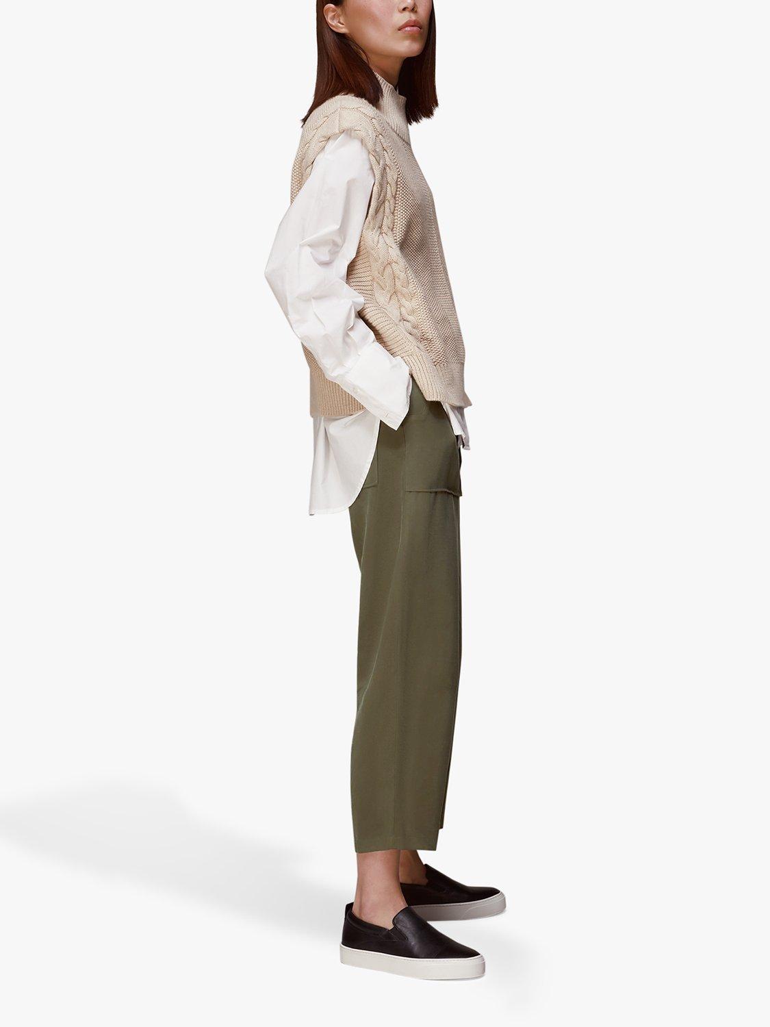 Whistles Madison Pocket Detail Trousers, Khaki, 8