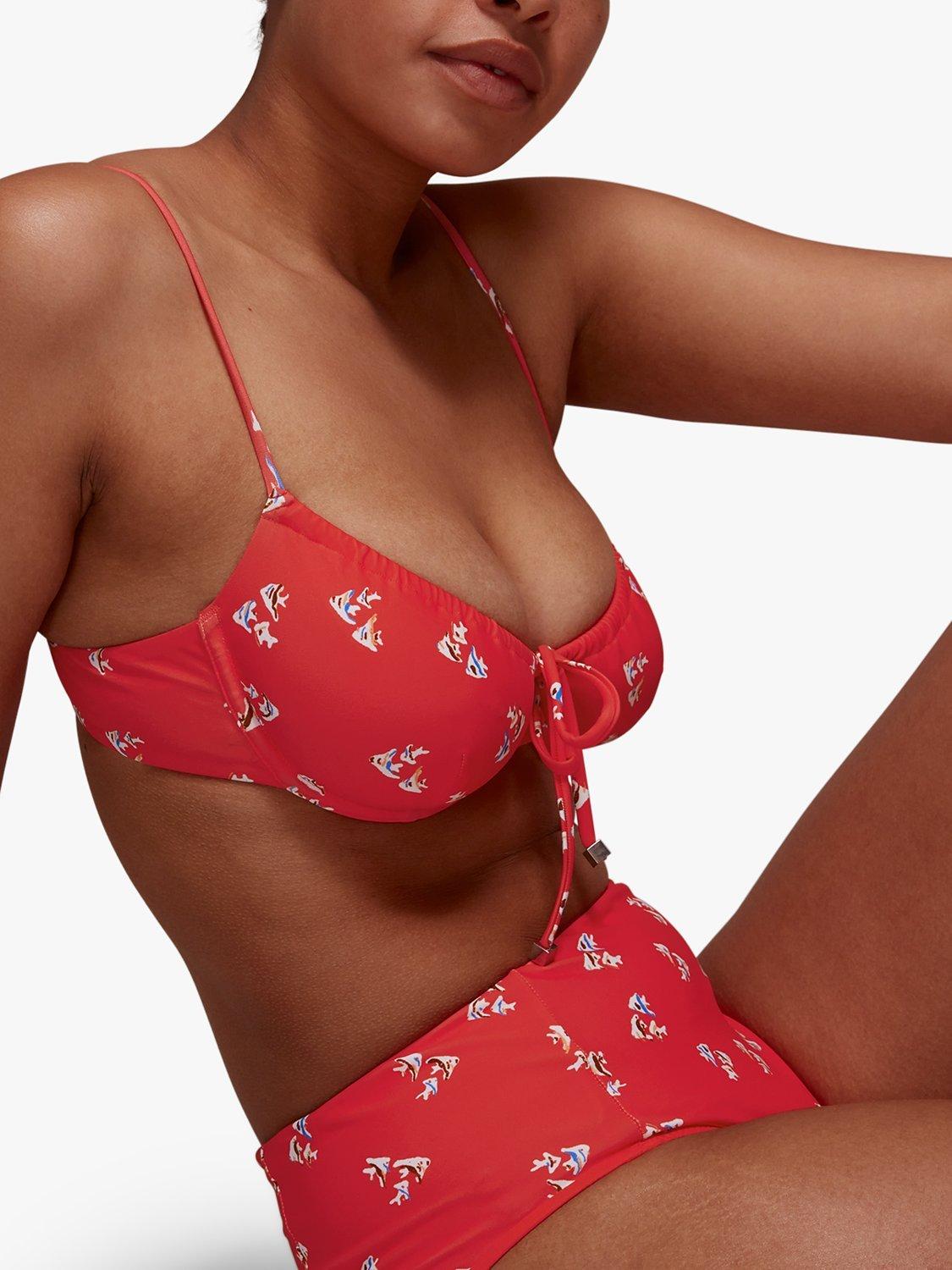 Whistles Fish Print Bikini Bottoms, Red/Multi