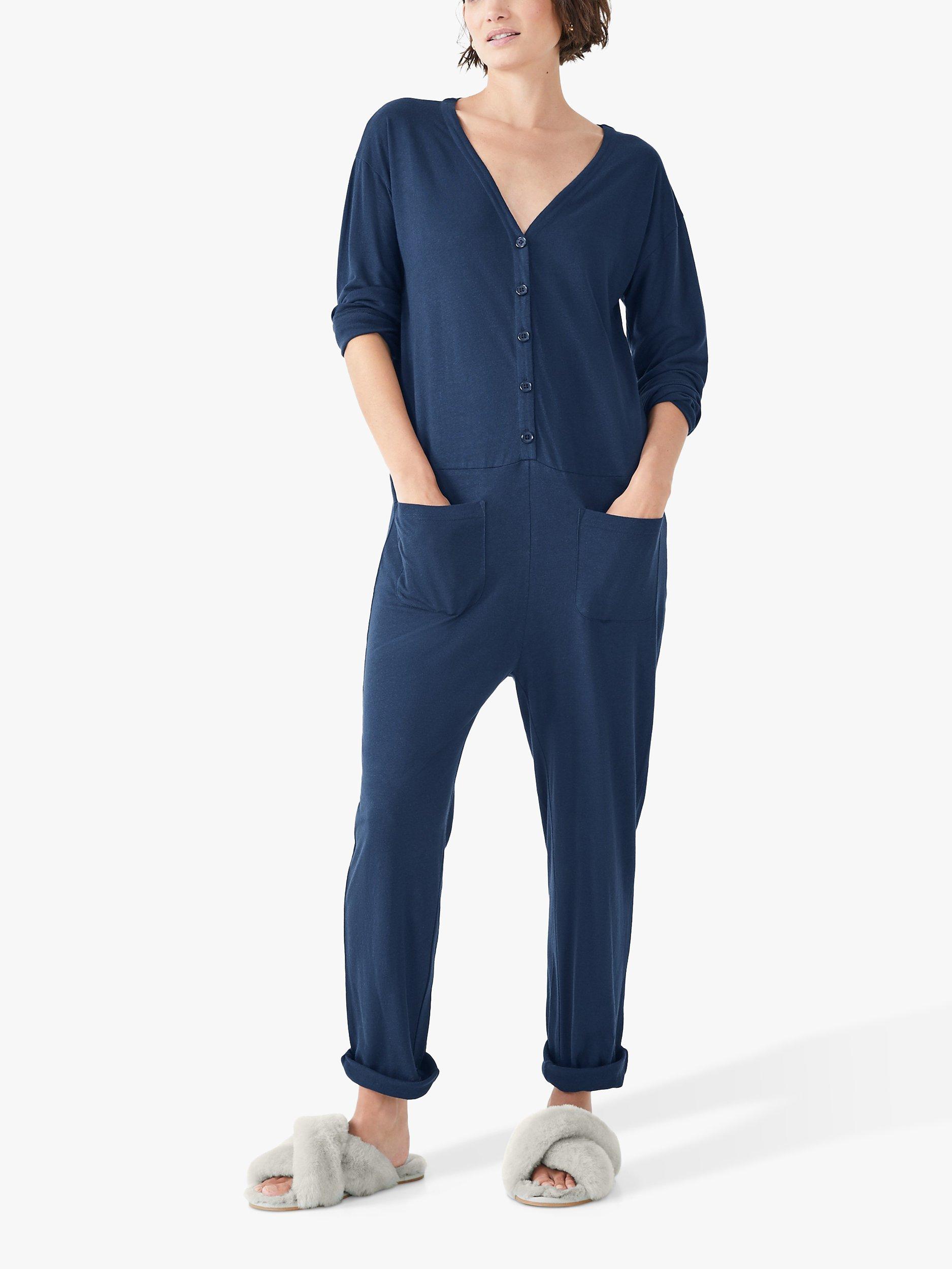 HUSH Chesten Linen Blend Onesie, Midnight Navy